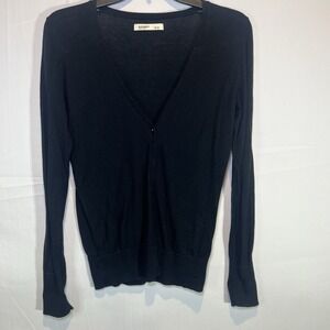 Old‎ Navy Women Solid Black Sweater Cardigan Sz Small Button Round Neck